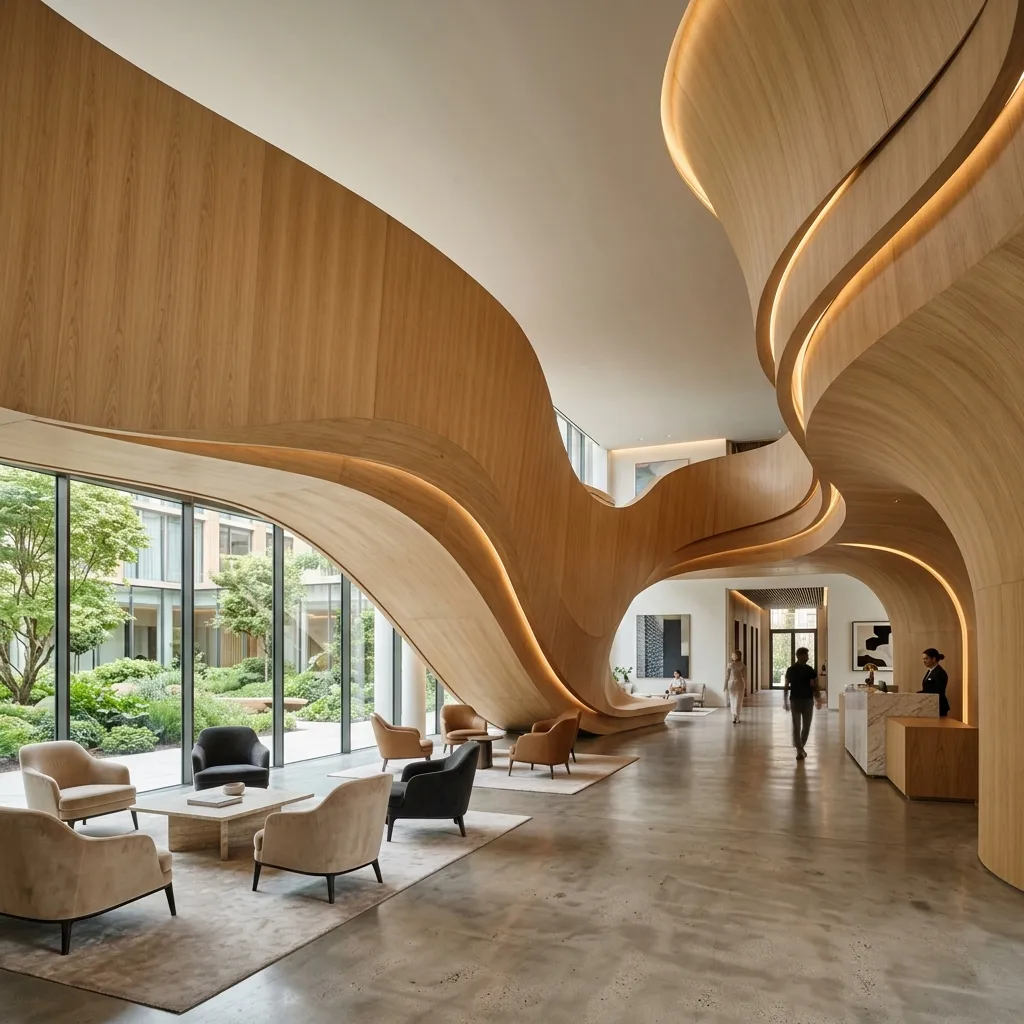 Flexible Plywood Curved Wall Feature